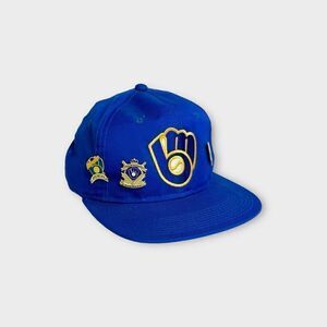 Vtg 90s NOS Grosscap Milwaukee Brewers Snapback Hat, 3 Pins, Crisp MLB Youngan
